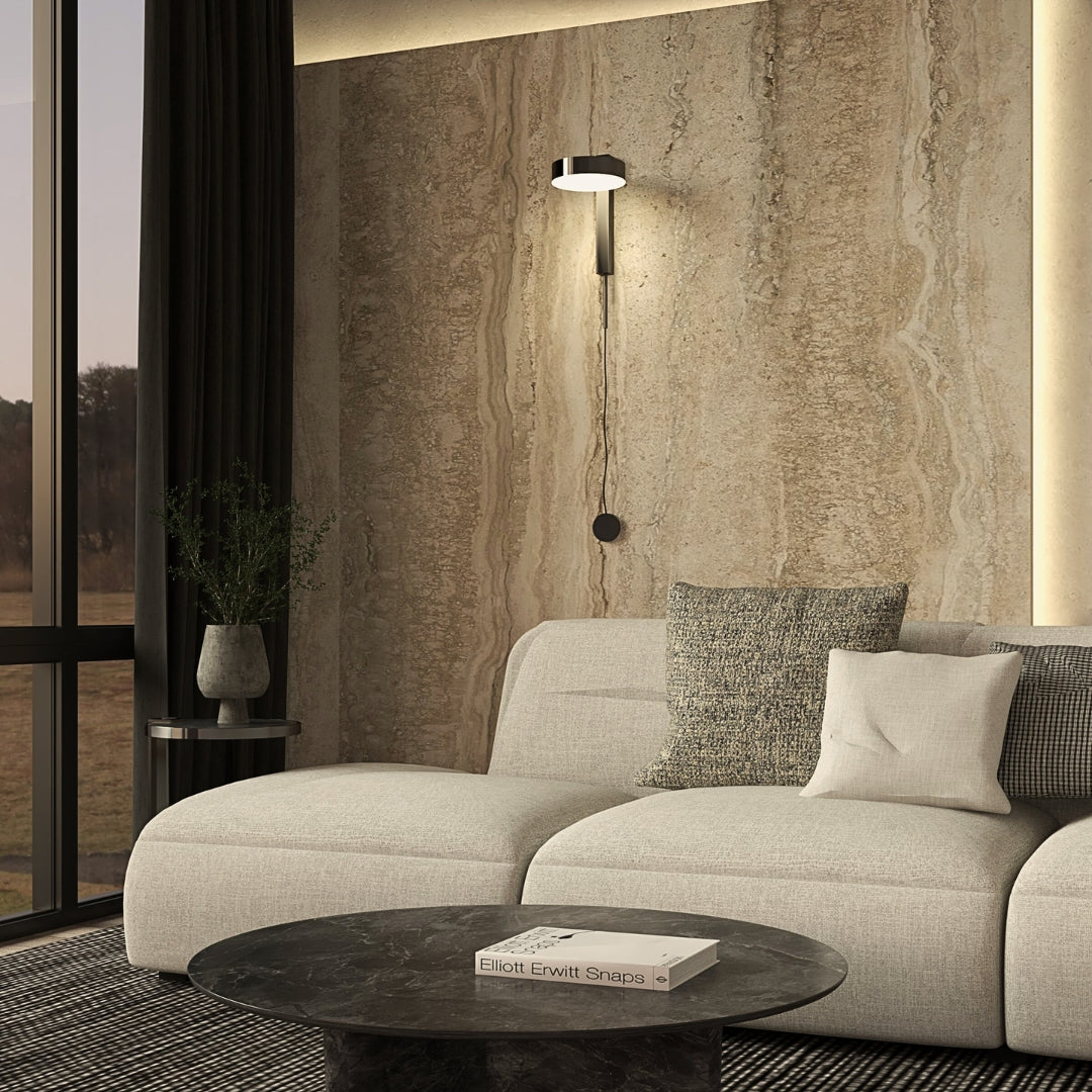 Celine Lampeskærm | Aluminium | Dæmpbar LED | Roterende Skærm | Moderne Design | 20W | Væglampe | Højde 28 cm | Bredde 10 cm | Justerbar længde 66 cm