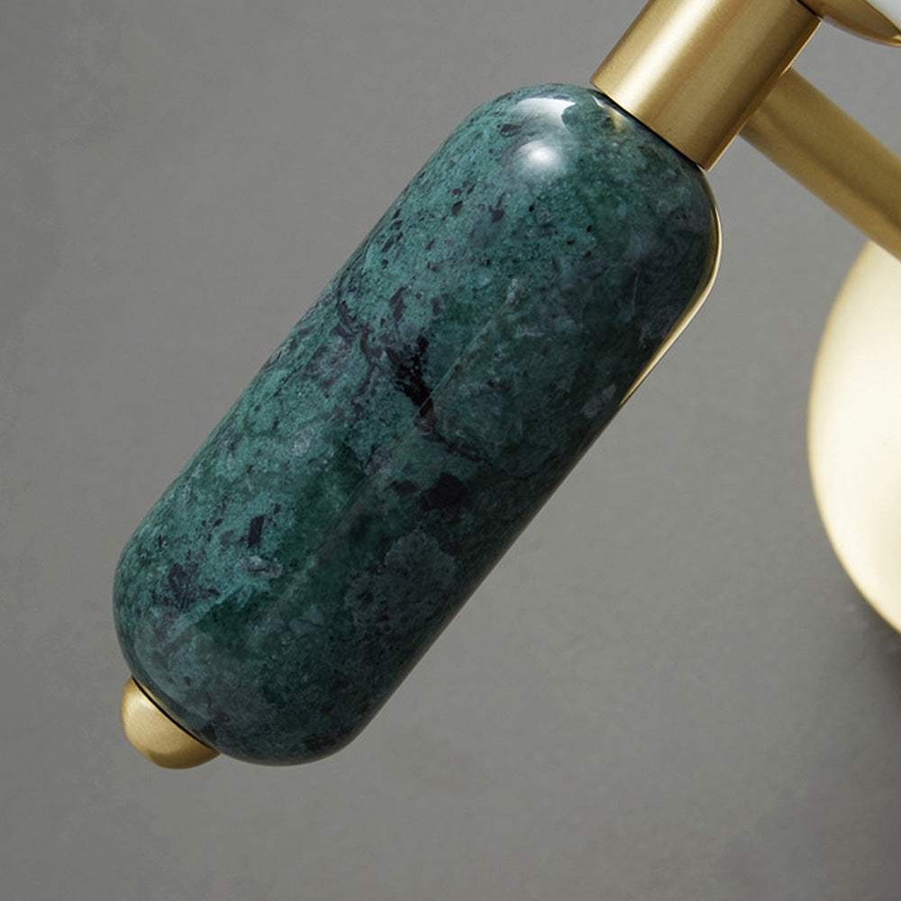 Marmor Vægbelysning | Elegant Sengelampe | Moderne Design | Hvid og Grøn | Kobberdetaljer | 25 cm Højde | CE og UL Certificeret | Skandinavisk Stil