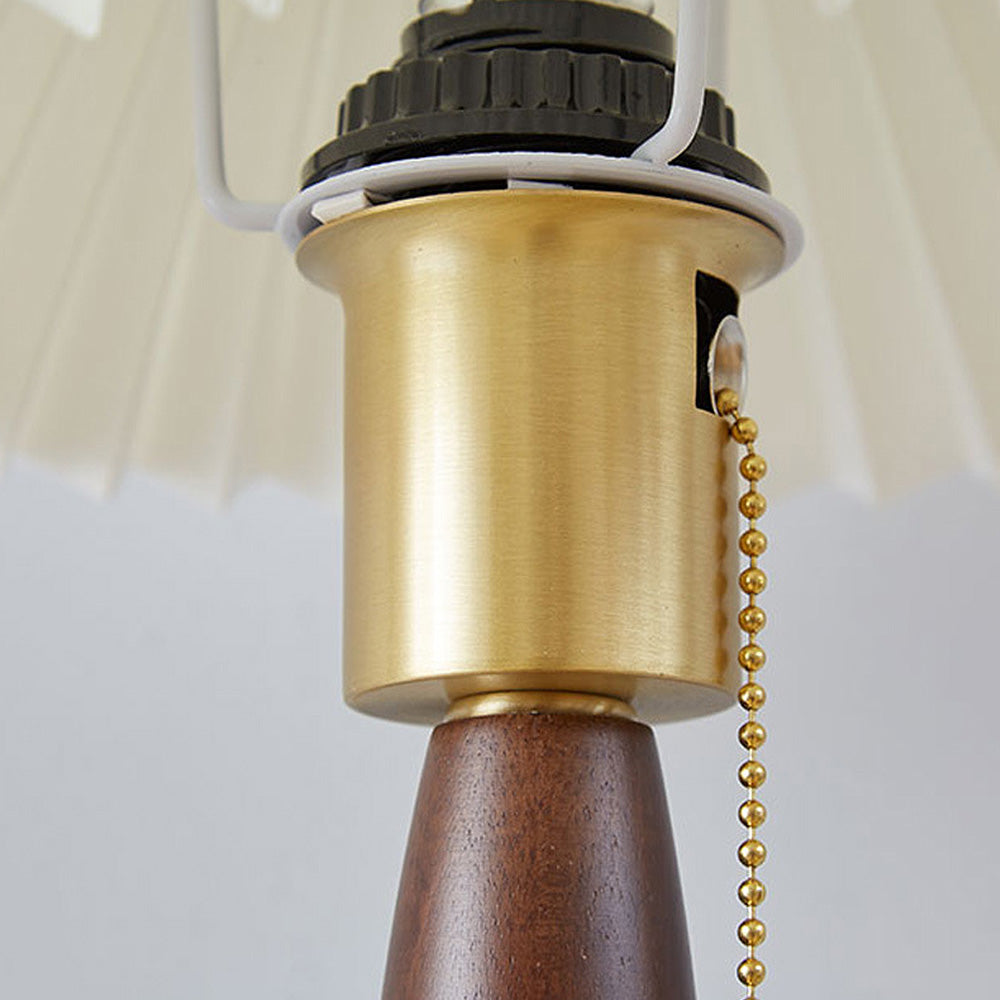 Valnøddetrævæglampe | Foldeskærm | Justerbar | Moderne Design | Hvid og Brun | Til Stue, Soveværelse, Spisestue | Materiale: Messing, Træ, PVC | E27