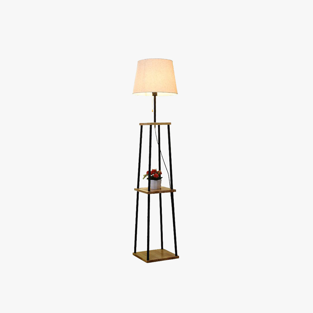 Moderne gulvlampe med hylder | Savionia | Praktisk opbevaring | Elegant belysning | Holdbar konstruktion | Stue- og soveværelsesvenlig | Stilren