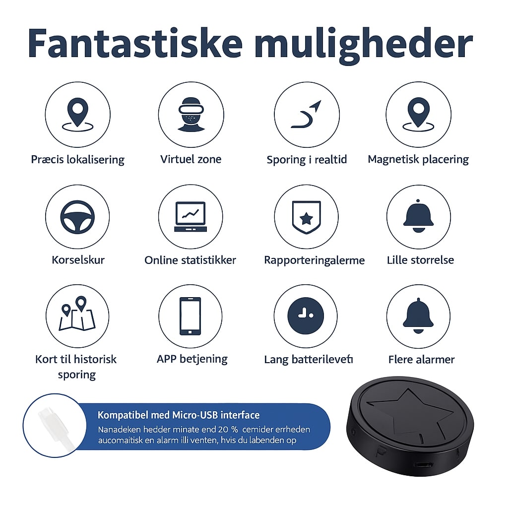 Geopod til bil | Magnetisk Mini GPS-tracker til Live
