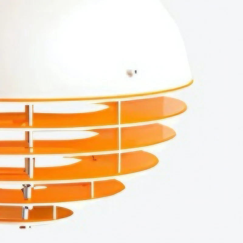 Hrafen Loftlampe | Glas Pendel | Unik Dome Design | Orange og Hvid | Elegant Atmosfære | E27 Fatning | Moderne Belysning | Akryl og Metal | 110-240V