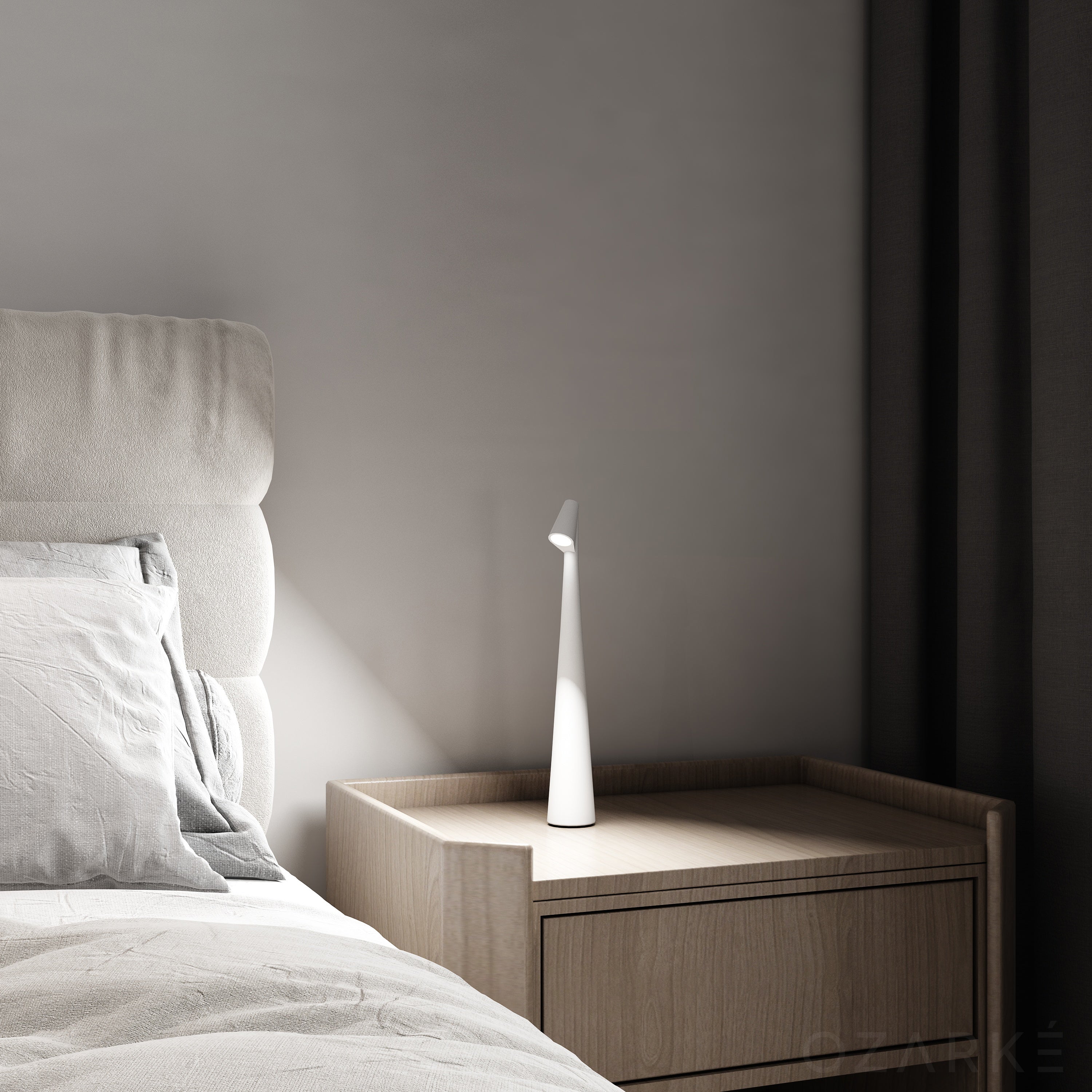 Lumi Slim | Genopladelig Bordlampe | Slankt Moderne Design | Aluminium | LED | 35 cm Høj | Fås i Grå, Sort & Hvid | 1800mAh Batteri | 160 Lumen