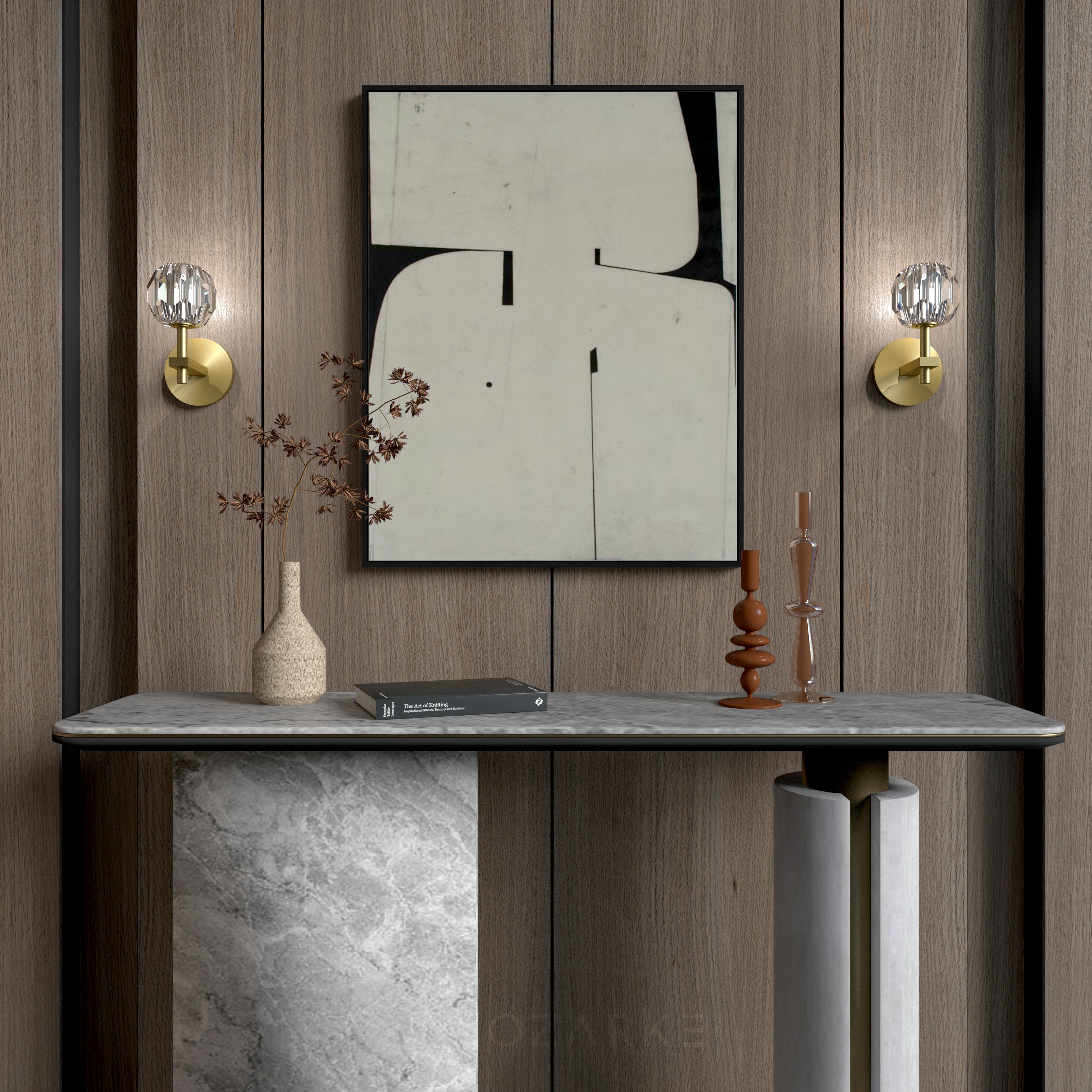 Lux Mini væglampe | Elegance og funktionalitet | Jern og krystal | Kompakt og stilfuld belysning | Guld finish | Energieffektiv | Høj kvalitet og nem