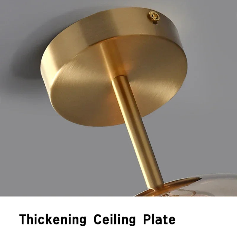 Minimalistisk Glas Loftlampe | Moderne Design | E27 | Kobber & Glas | 29x25 cm / 25x17 cm | Perfekt til Stue & Entre | Let Installation