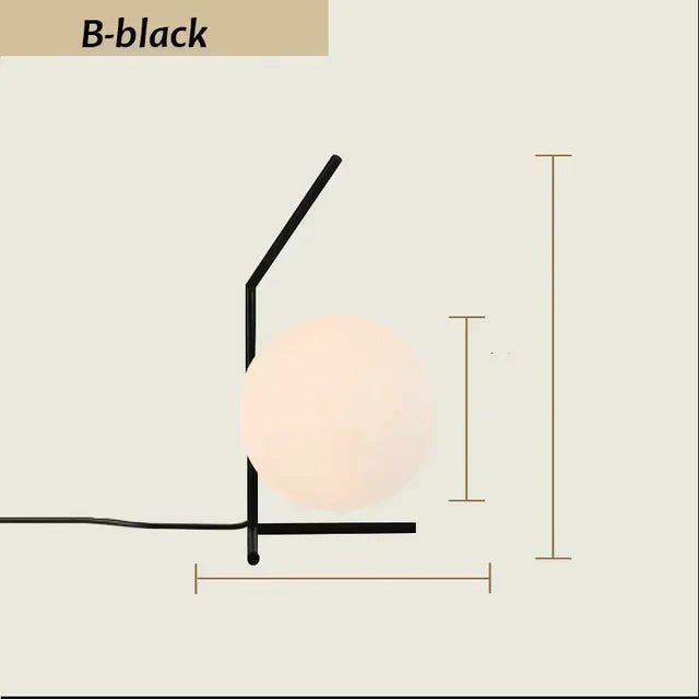 LuxeGlim | Raffineret Glasbordlampe | Modern Design | Høj Kvalitet | 25x40 cm | 6-10W | Stilfuld Belyst Dekoration | Elegant Metal Finish | Perfekt