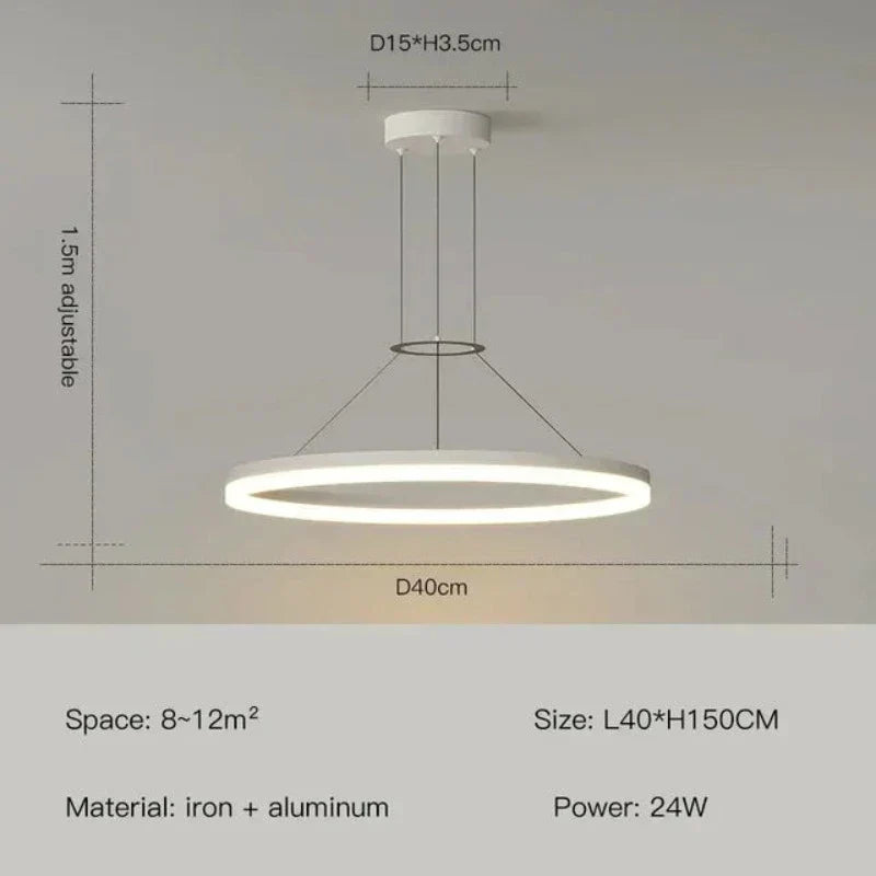 ElegantGlimmer | Moderne LED-belysning til spisestue | Flot sort ring-design | Perfekt til stue og køkken | Høj kvalitet & lang