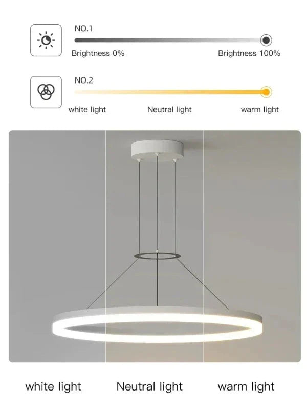 ElegantGlimmer | Moderne LED-belysning til spisestue | Flot sort ring-design | Perfekt til stue og køkken | Høj kvalitet & lang
