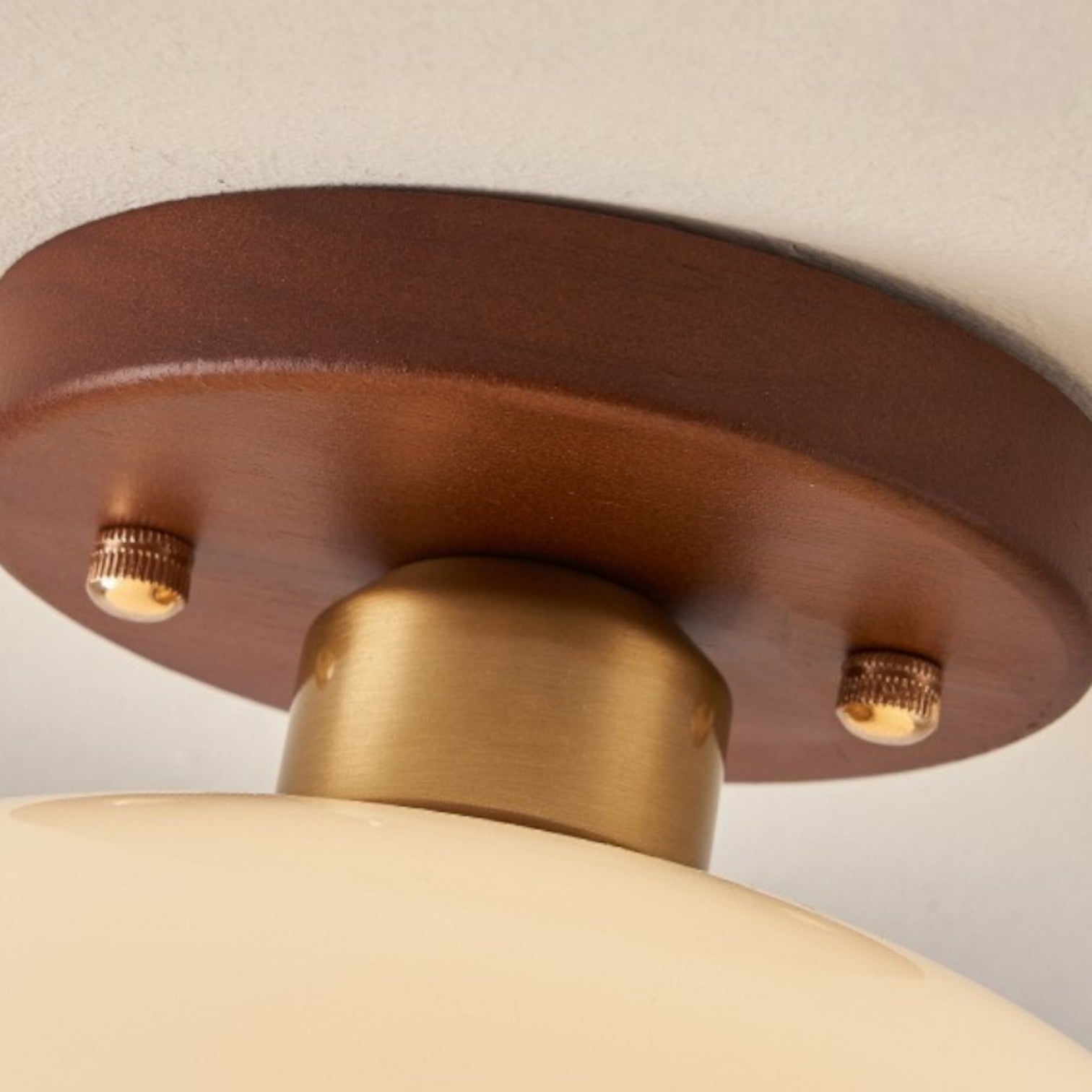 Warm Ambiance Ceiling Light | Opal Glass Shade | Wood Accent | Bauhaus Inspired | Ideal for Living Rooms & Bedrooms