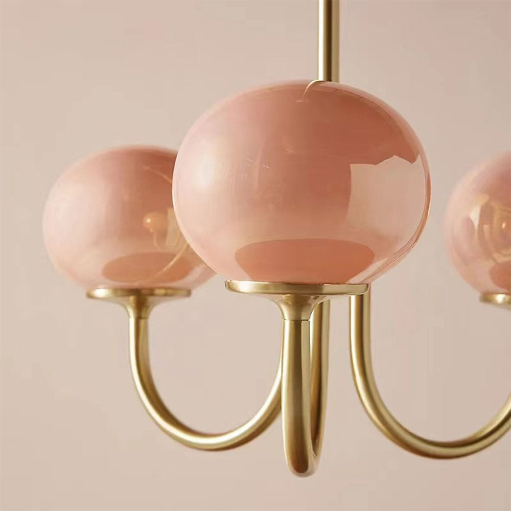 Bobleformet Pink Glas Loftlampe | Elegant Marshmallow Design | 3/5 Lyskilder | Justerbar Hængelængde 150 cm | Perfekt til Stue, Spisestue,