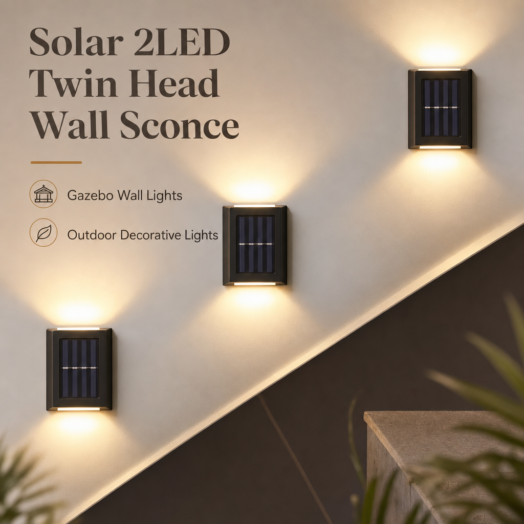 Solar Powered Outdoor Wall Lamp | Waterproof Garden Light | Up Down Spot Lighting | Energy Efficient Decor