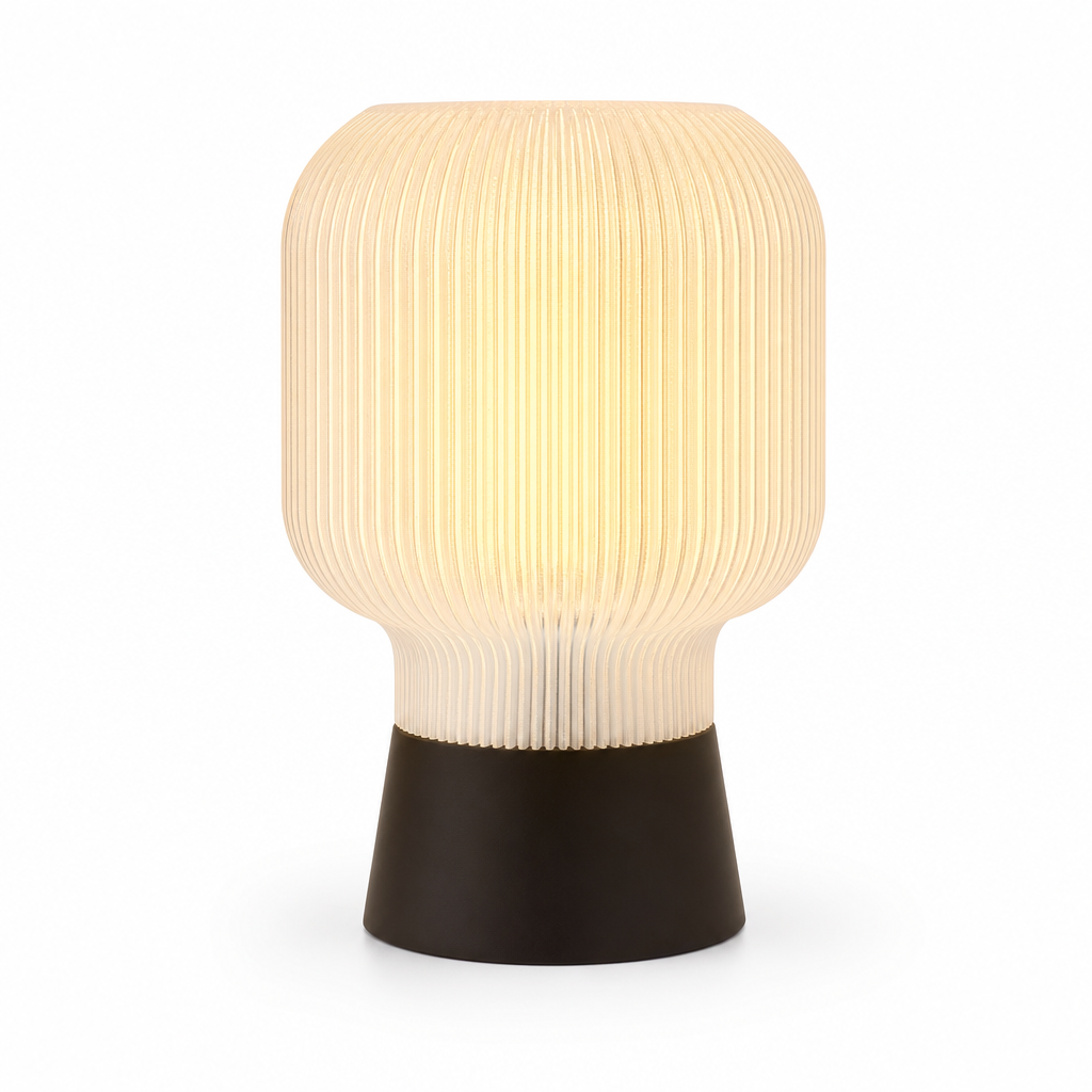 Ribbed Ambient Table Lamp | Smooth Finish | Cable Powered | E27 Bulb Included | Cozy Home Lighting