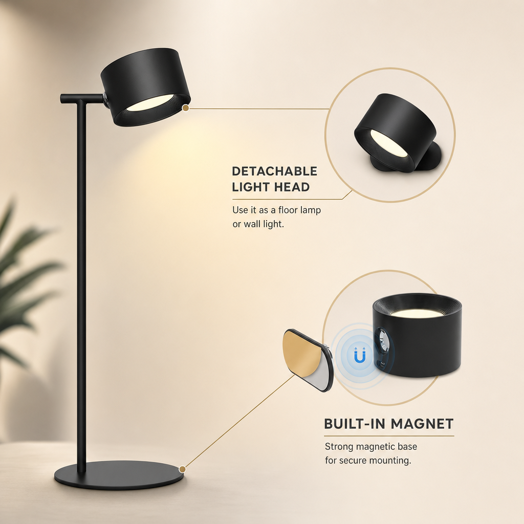 Rechargeable Magnetic Wall Light | Wireless LED Lamp | Adjustable Brightness & Color | USB-C Charging | Easy Stick-On Installation