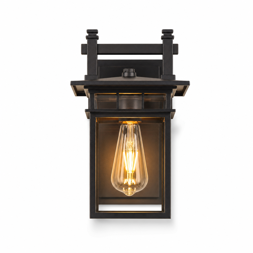 Classic Adjustable Outdoor Wall Lamp | Aluminum & Glass | E27 Base | IP65 Weatherproof | Modern Black Finish