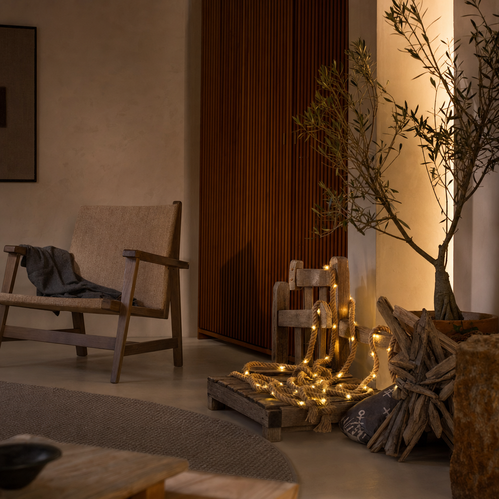 Battery-Powered Warm LED Rope Lights | Natural Brown | Indoor Decorative Lighting | Home Gift Decoration