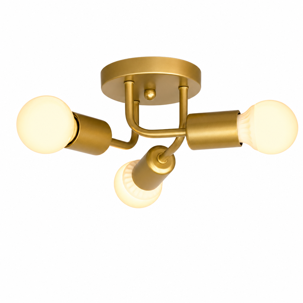 Modern Luxury 3-Light Metal Chandelier | Ceiling Fixture for Bedroom Dining Room Corridor | E27 Base | Semi Flush Mount