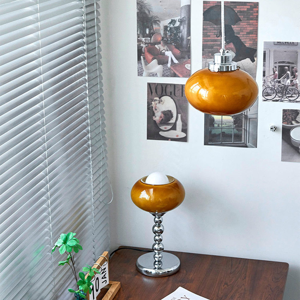 Bauhaus inspireret gul glaspendel | Justerbar længde | CE og UL certificeret | Vintage stil | Perfekt til entré, spisestue, stue, soveværelse,