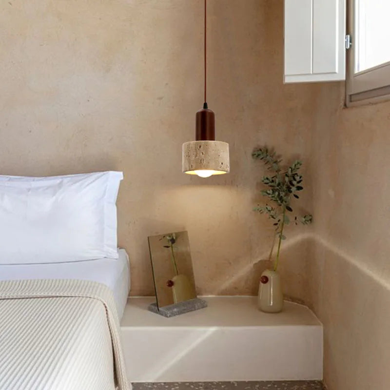 Hængelampe i sten | Wabi Sabi design | Naturlig rustik elegance | ZenLicht | Blød varm belysning | Passer til spisestue eller stue | Spænding 90-260V