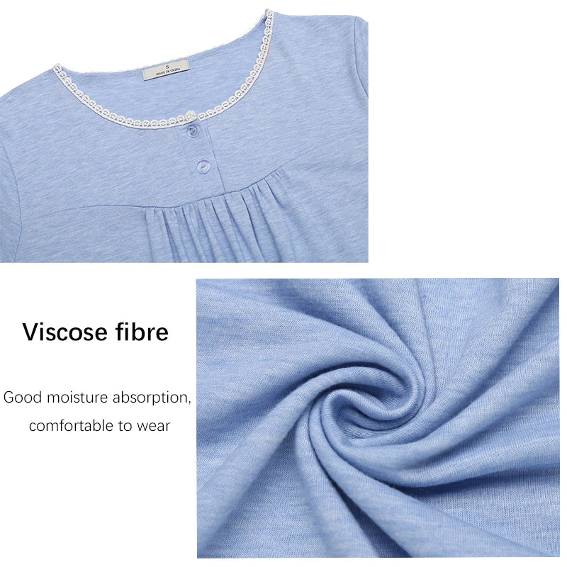 Plus Size Natskjole | Langærmet Rund Hals | 100% Bomuld | Komfortabel og Elegant | Hjemmetøj