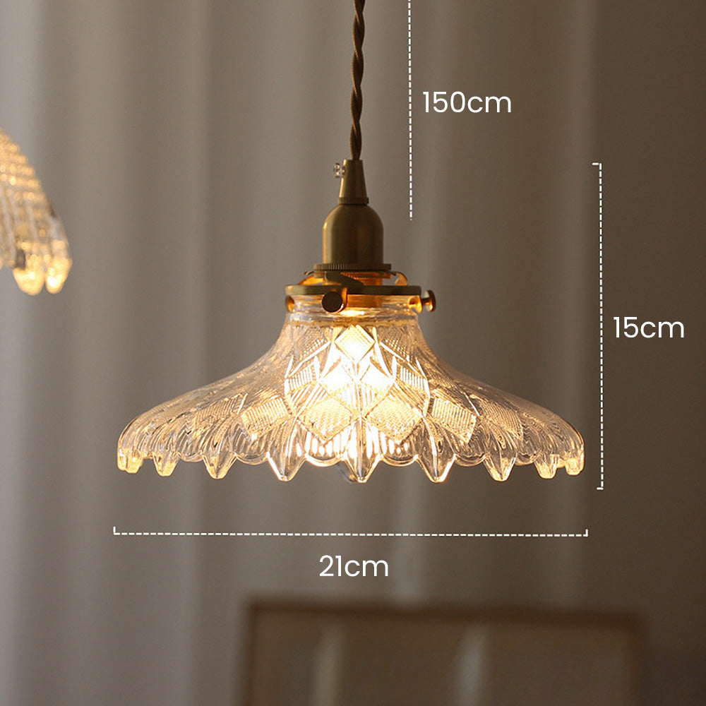 Vintage Loftlampe | Mid-Century Stil | Glas Disk | Justerbar Hængelængde | Ideel til Spisestue og Stue | Ø21 cm | H15 cm | E14 Fatning | Tidløst
