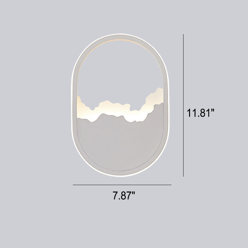 Oval LED Væglampe | Moderne Design | Bølget Look | Jern og Akryl Materiale | 14-19W | 1400-1900lm | Grå | Til Stue eller Soveværelse | Nem