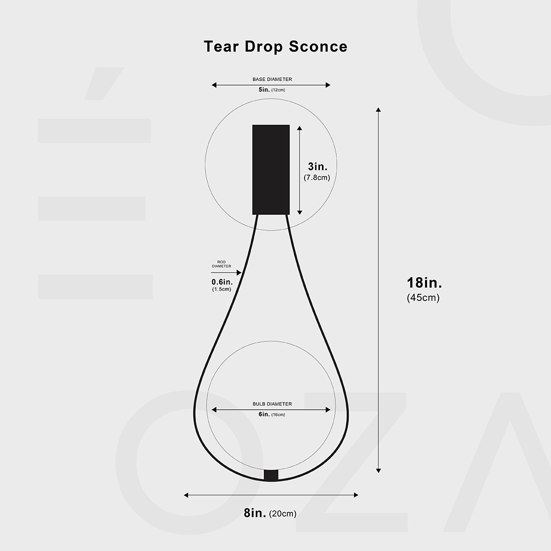 Tear Drop Væglampe | Guld Dråbeform | Moderne Design | Jern & Glas | 45 cm Højde | Inklusiv G9 Pære | Varmt Lys 3000K | Elegant Belysning Til