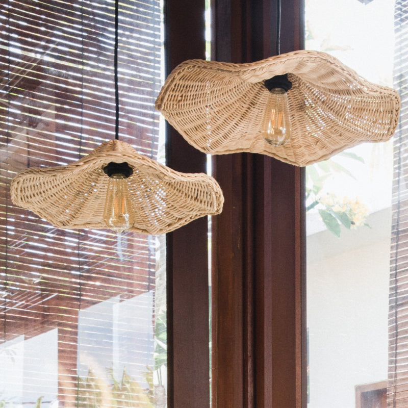 Boheme Rattan Håndvævet Hængelampe | Justerbar Længde 150 cm | E27 Fatning | Maks 40W | Siv Materiale | Ø 30/40/50 cm | Til Stue, Spisestue,