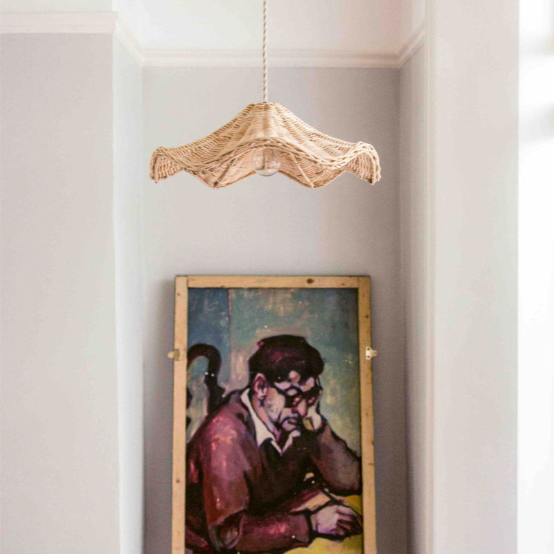 Boheme Rattan Håndvævet Hængelampe | Justerbar Længde 150 cm | E27 Fatning | Maks 40W | Siv Materiale | Ø 30/40/50 cm | Til Stue, Spisestue,