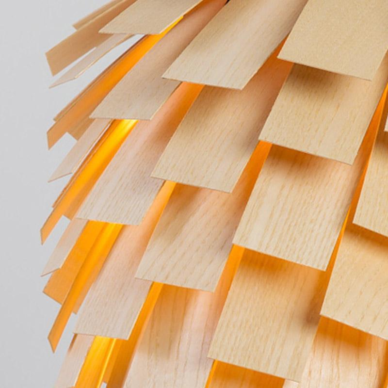 Artiskokformet trælampe | Rustikt design | Ø40 cm | Justerbar kabellængde | LED-kompatibel | Moderne belysning | 3 kg | Træfinish | Perfekt til stue