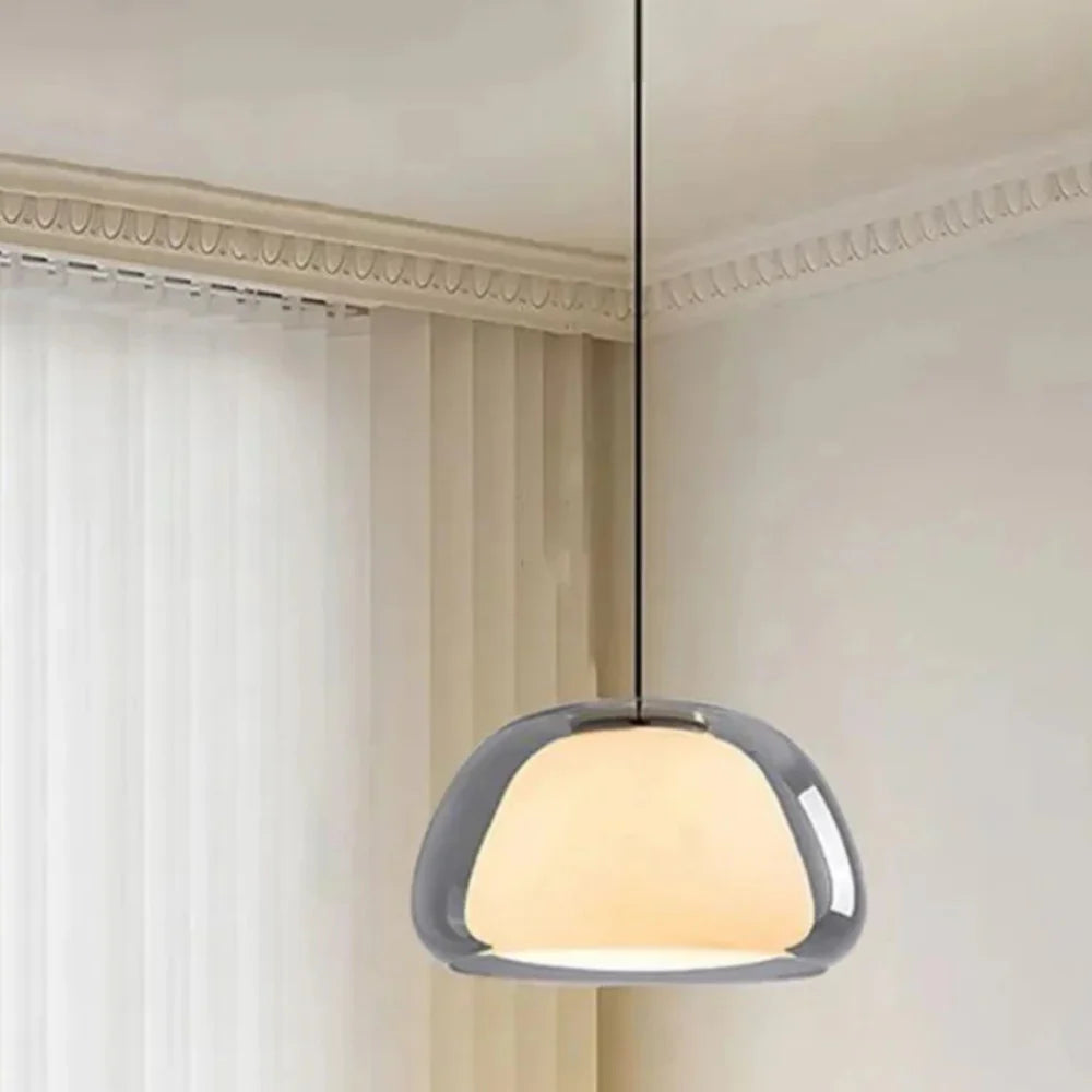 Zephyra Glaspendel | Krystallinsk kuppelform | Justerbar ledning | Grå Amber Transparent | E26