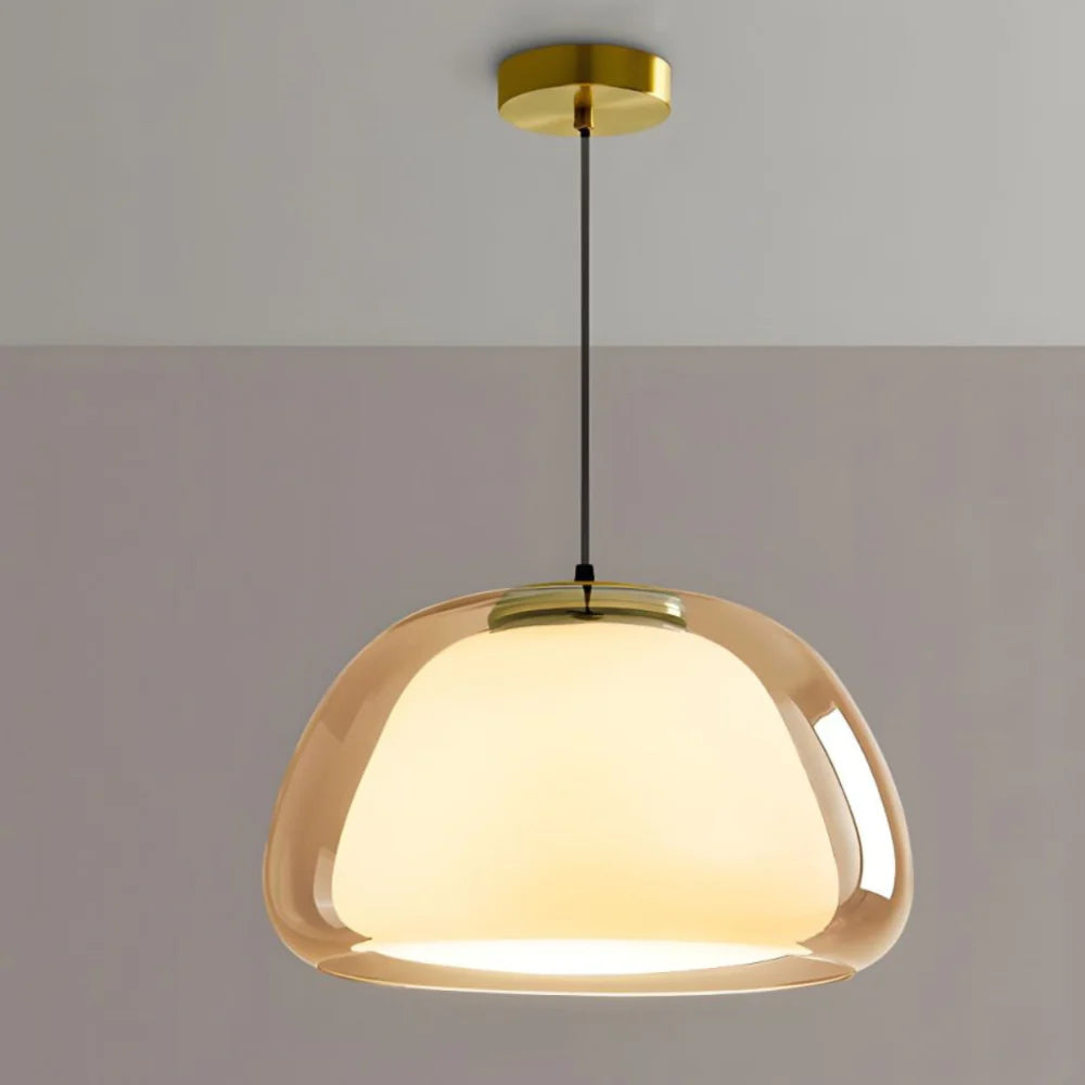 Zephyra Glaspendel | Krystallinsk kuppelform | Justerbar ledning | Grå Amber Transparent | E26