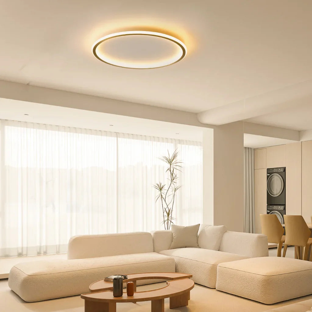 Zev Rund Loftlampe | Moderne Design | Kunstnerisk Silhuet | Premium Metal & Akryl | Tidløse Farver | Perfekt til Enhver Rumstørrelse | Hjem Belysning