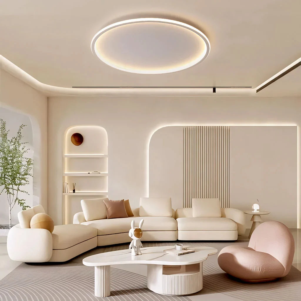 Zev Rund Loftlampe | Moderne Design | Kunstnerisk Silhuet | Premium Metal & Akryl | Tidløse Farver | Perfekt til Enhver Rumstørrelse | Hjem Belysning