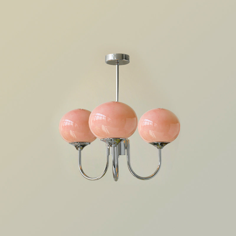 Bobleformet Pink Glas Loftlampe | Elegant Marshmallow Design | 3/5 Lyskilder | Justerbar Hængelængde 150 cm | Perfekt til Stue, Spisestue,