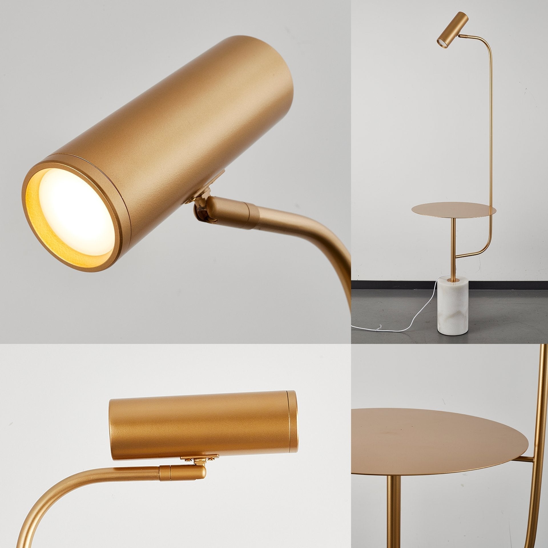 Lucorin | Gulvlampe med Hylde og Marmorfod | Integreret LED Lys | Moderne Design | Stabil og Elegant | Til Soveværelse eller
