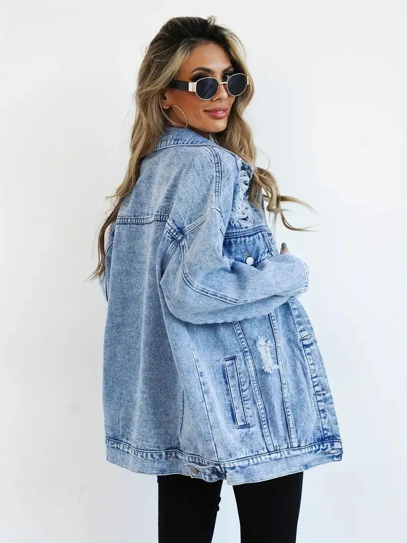 Trendy Oversized Denimjakke til Kvinder - Visconte