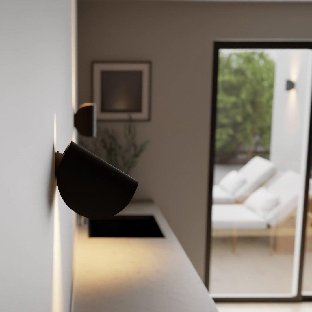 Luminoir | Drej- og Vippelig LED Væglampe | Moderne Aluminium | Sort | Energieffektiv Belysning | Indendørs/udendørs | IP65 | 20x15x10 cm | 1,2