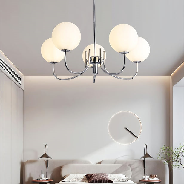 Bobleformet Pink Glas Loftlampe | Elegant Marshmallow Design | 3/5 Lyskilder | Justerbar Hængelængde 150 cm | Perfekt til Stue, Spisestue,