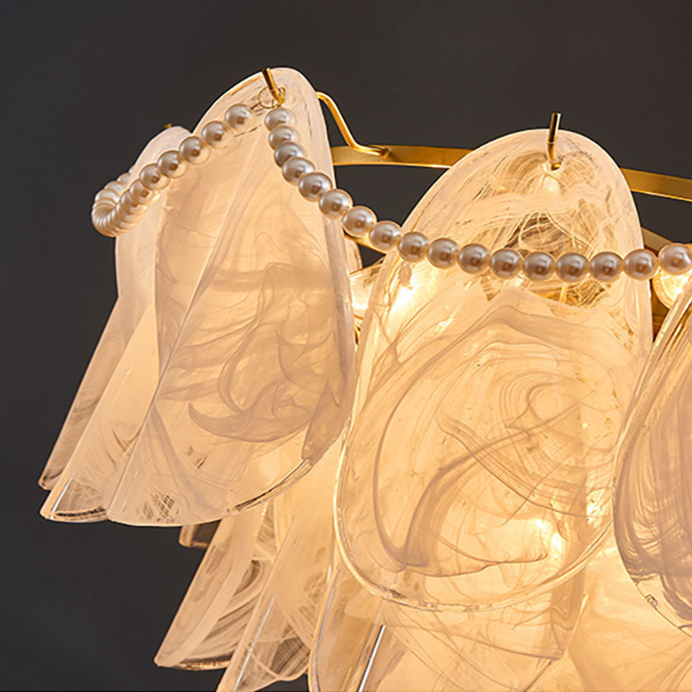 Kobberfarvet loftlampe | Glas & trædetaljer | E27 fatning | 20-25 cm diameter | Moderne design til køkken &