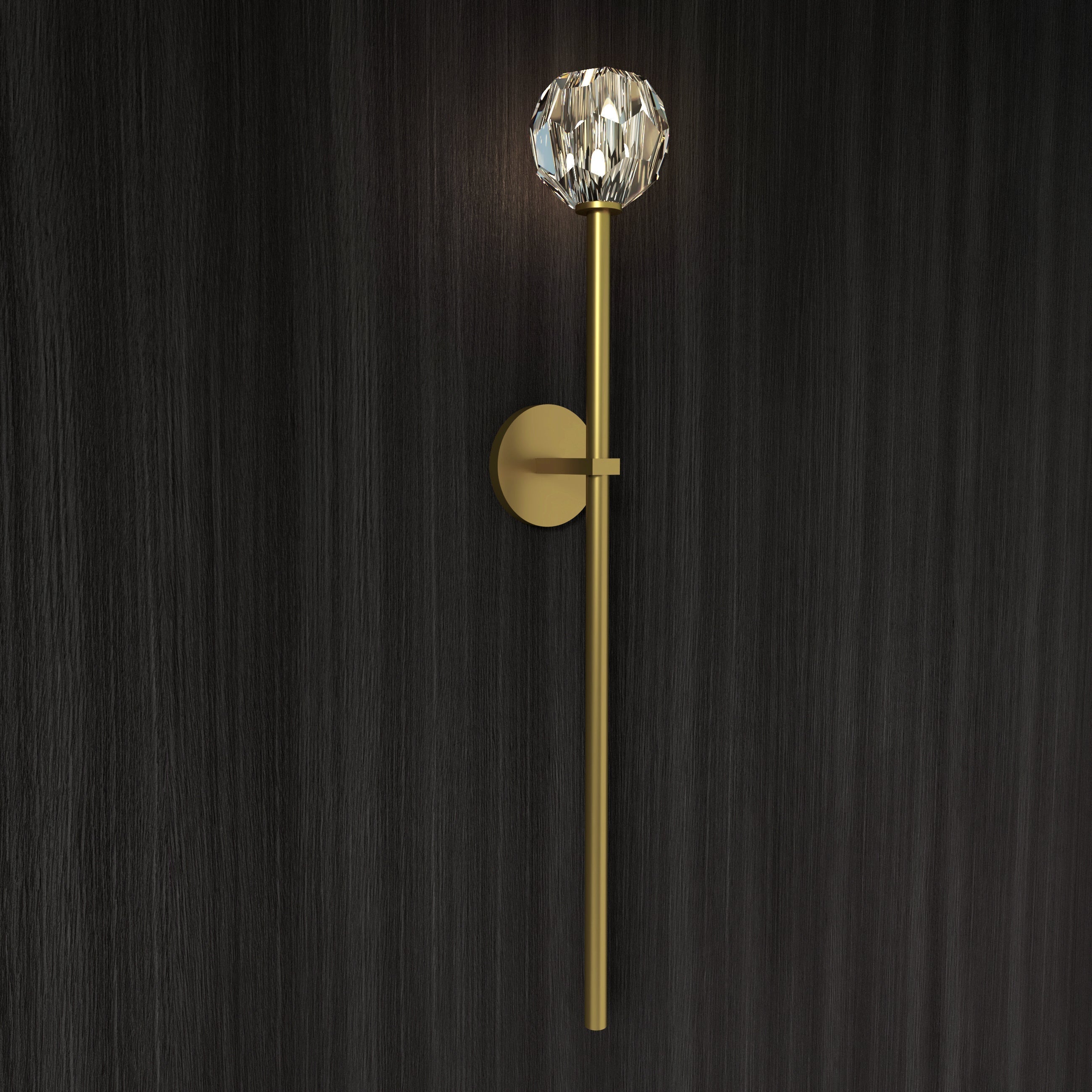 Lux Væglampe | Moderne Vægbelysning i Jern og Krystal | Fastnet Strøm | Højde 71 cm | G9 Pære | UL-certificeret | Sort, Guld, Sølv | 3000K Varm Lys