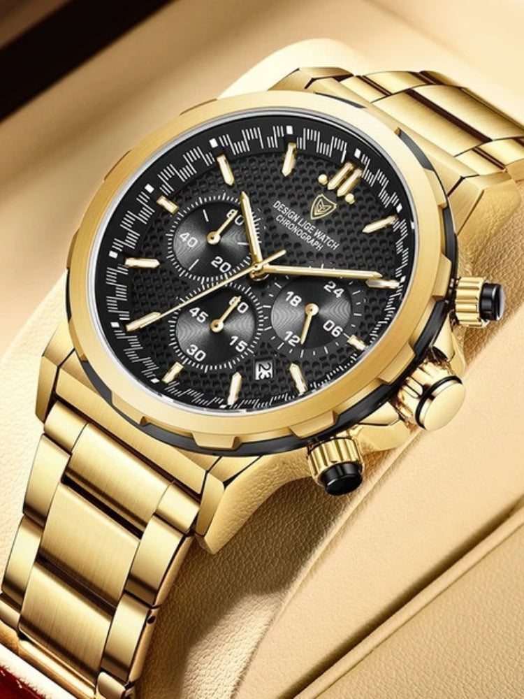 Elegant Herreur i Rustfrit Stål | Justerbar Rem | Moderne Smartwatch med Flere Funktioner | Sølv, Sort eller Stilsikker