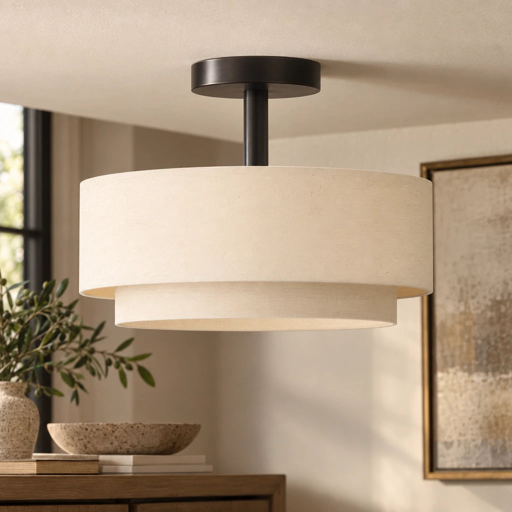 Brenda | Linen Semi Flush Ceiling Light