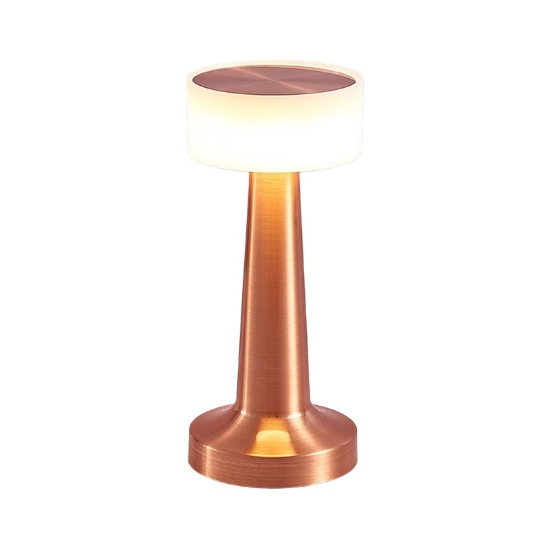 Halo Touch Sensor | Trådløs & Genopladelig LED Bordlampe | Minimalistisk Design | Justerbar Lysstyrke | Jern & Akryl | 21 cm Høj | Metal Finish
