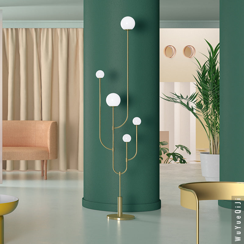 Valentina | LED Cactus Design | Moderne Gulvlampe | Metal & Keramik | Til Stue & Soveværelse | Hvid | 5 Lyskilder | G9 | Indendørs | IP20 | Justerbar