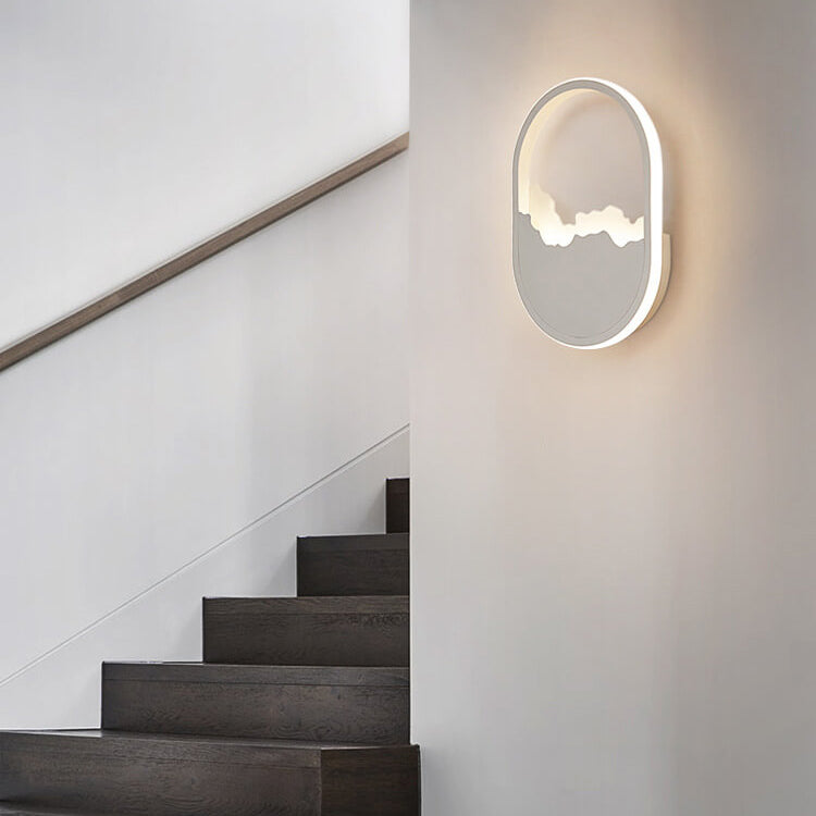 Oval LED Væglampe | Moderne Design | Bølget Look | Jern og Akryl Materiale | 14-19W | 1400-1900lm | Grå | Til Stue eller Soveværelse | Nem