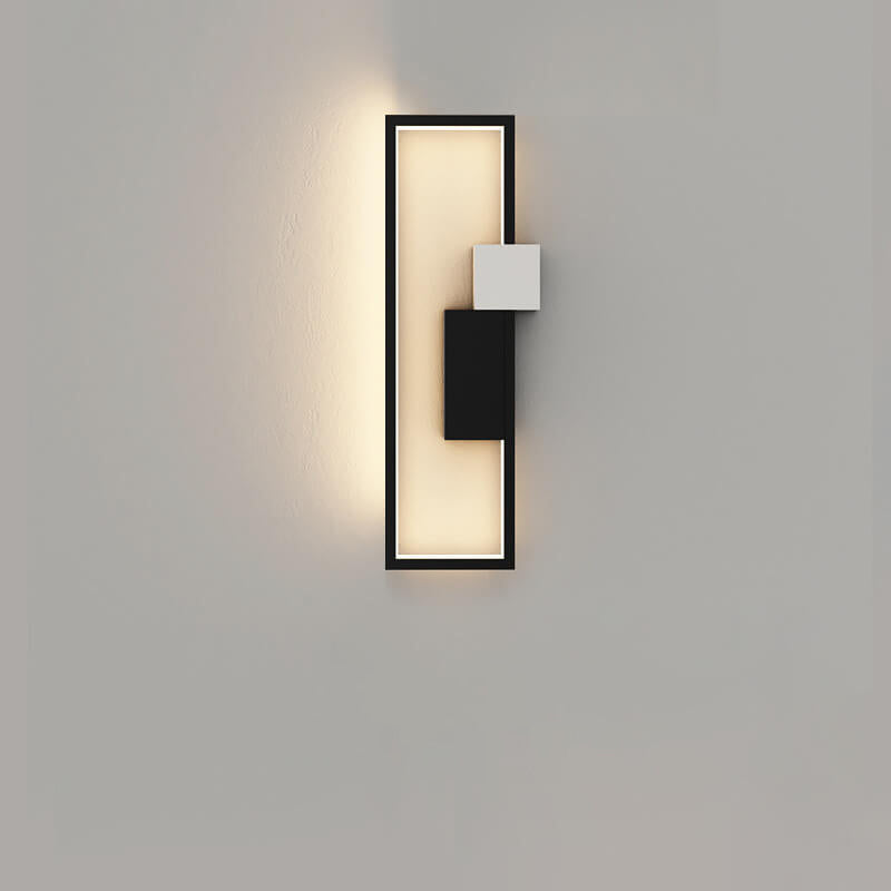 LumiSil | Moderne Væglampe | Kvadratisk Design | Iron & Silikone | Energieffektiv LED | Sort | 25x25x5 cm | 220V | 6W | Stilfuldt og
