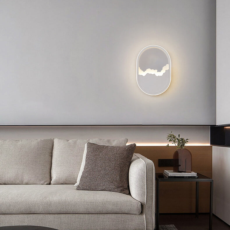 Oval LED Væglampe | Moderne Design | Bølget Look | Jern og Akryl Materiale | 14-19W | 1400-1900lm | Grå | Til Stue eller Soveværelse | Nem