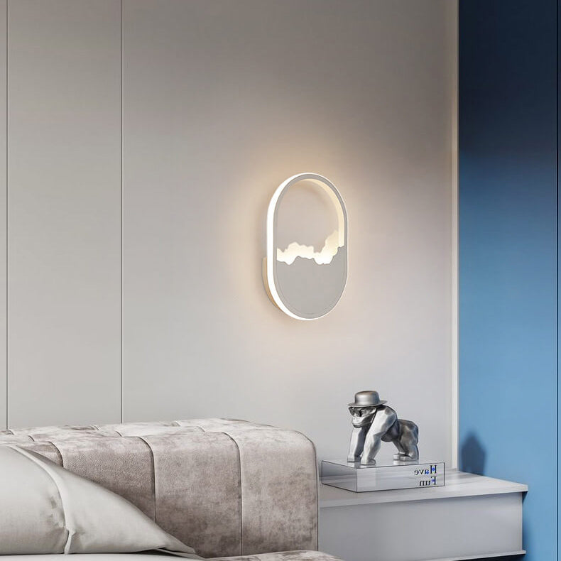 Oval LED Væglampe | Moderne Design | Bølget Look | Jern og Akryl Materiale | 14-19W | 1400-1900lm | Grå | Til Stue eller Soveværelse | Nem