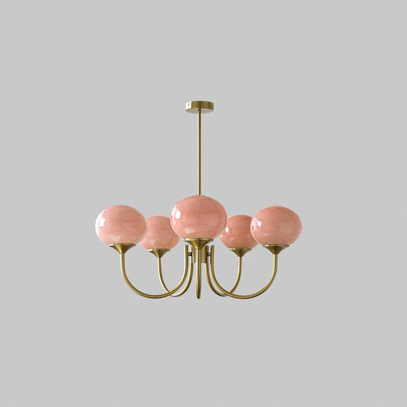 Bobleformet Pink Glas Loftlampe | Elegant Marshmallow Design | 3/5 Lyskilder | Justerbar Hængelængde 150 cm | Perfekt til Stue, Spisestue,