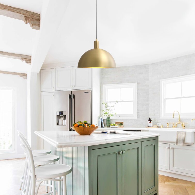 Vintage inspireret messing loftlampe | Kuppelformet design | Mid-Century moderne stil | Justerbar kabellængde 150 cm | E26/E27 fatning | Guld finish